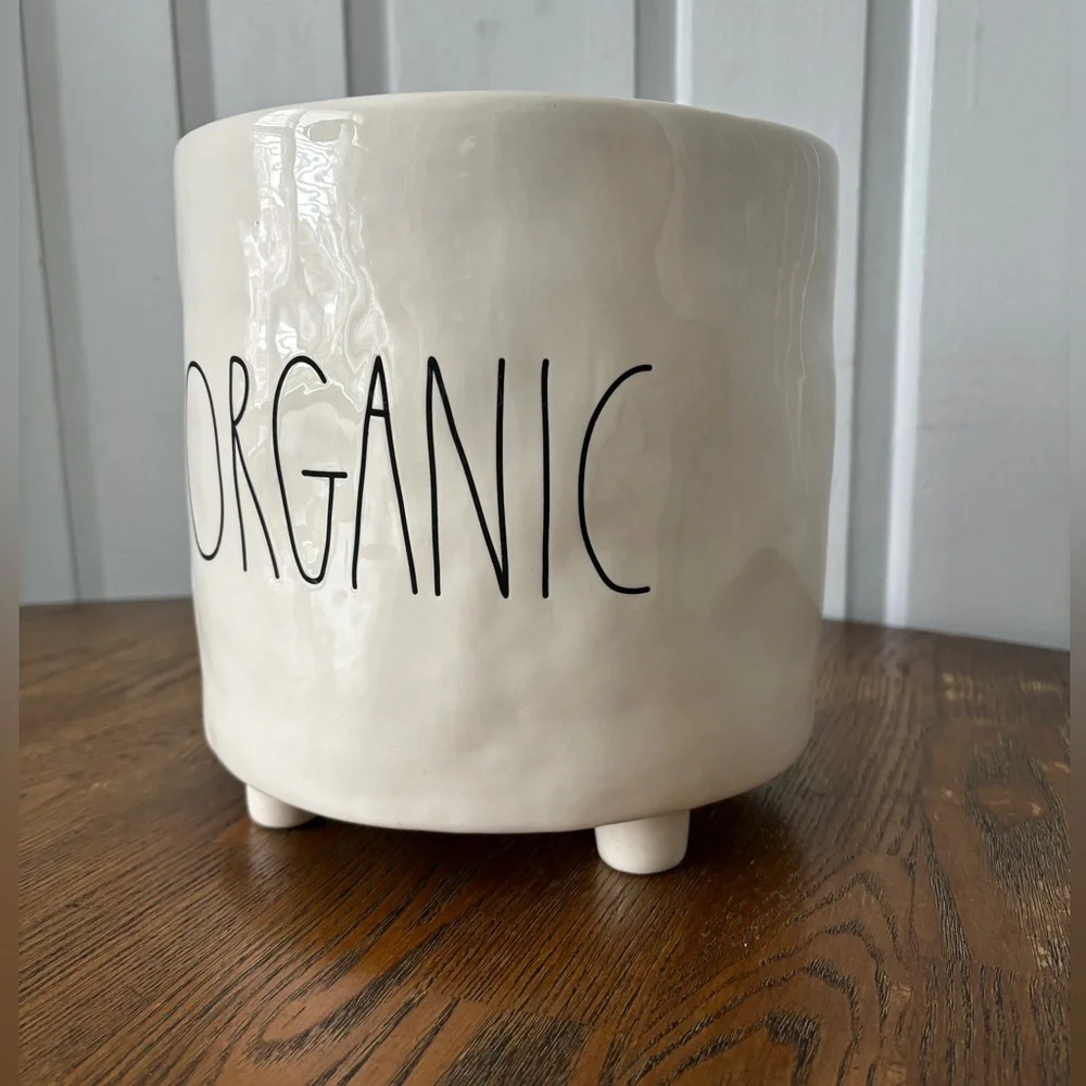 Rae Dunn Footed Crock Planter ORGANIC Ceramic Utensil Holder 8”